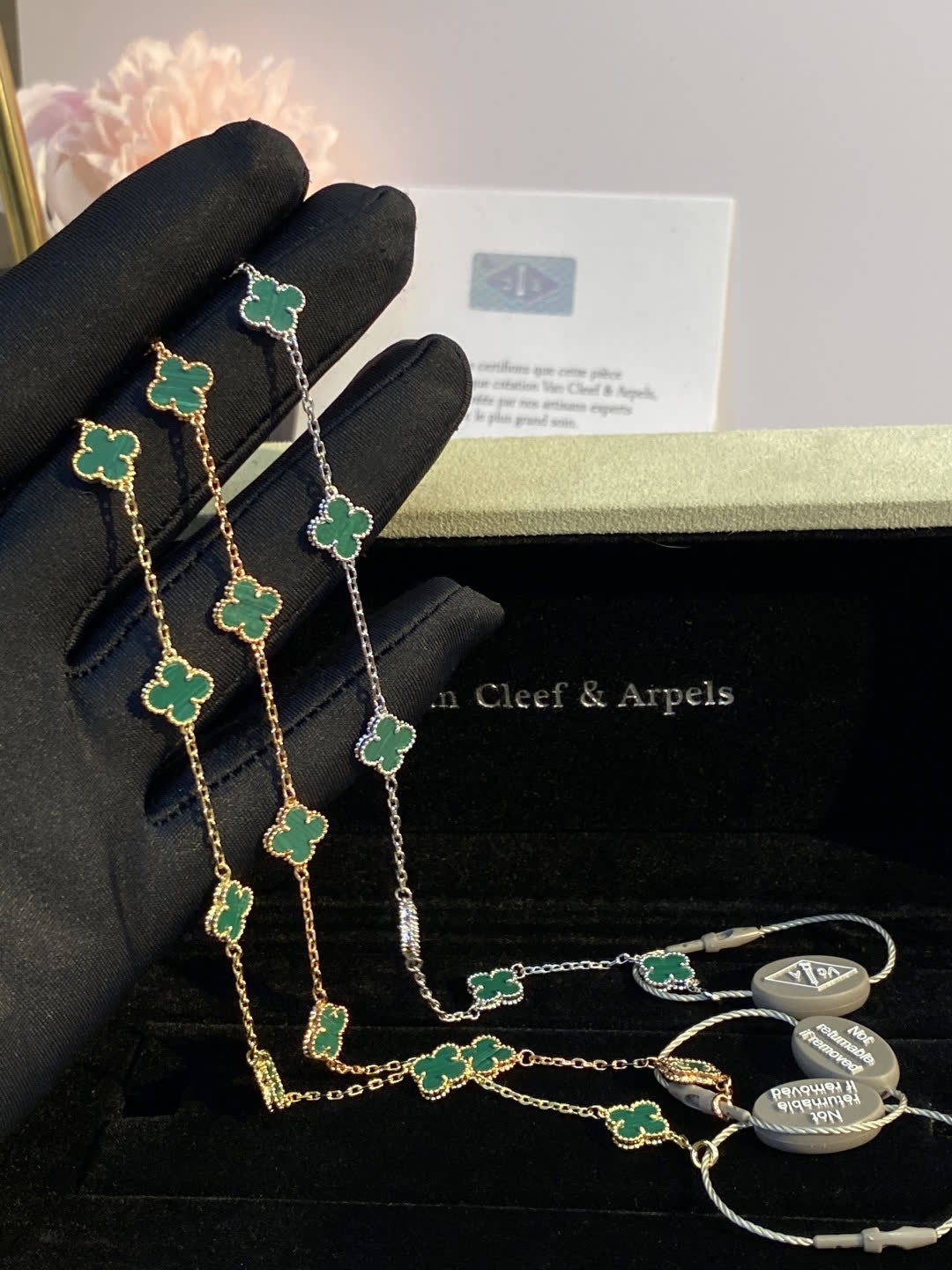 Van Cleef & Arpels Vintage Alhambra Emerald Green Enamel Bracelet Van Cleef & Arpels Vintage Alhambra Emerald Green Enamel Bracelet